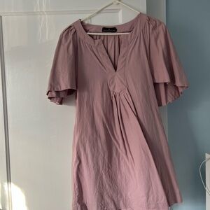 Pomander Place Mauve Flutter-Sleeve Dress